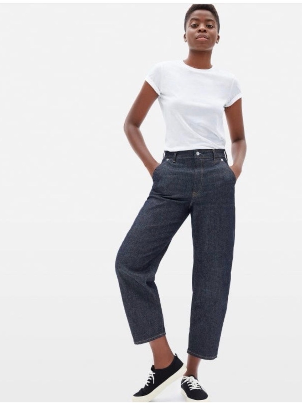 Everlane Dark Indigo High-Rise Straight Crop Jeans - Women